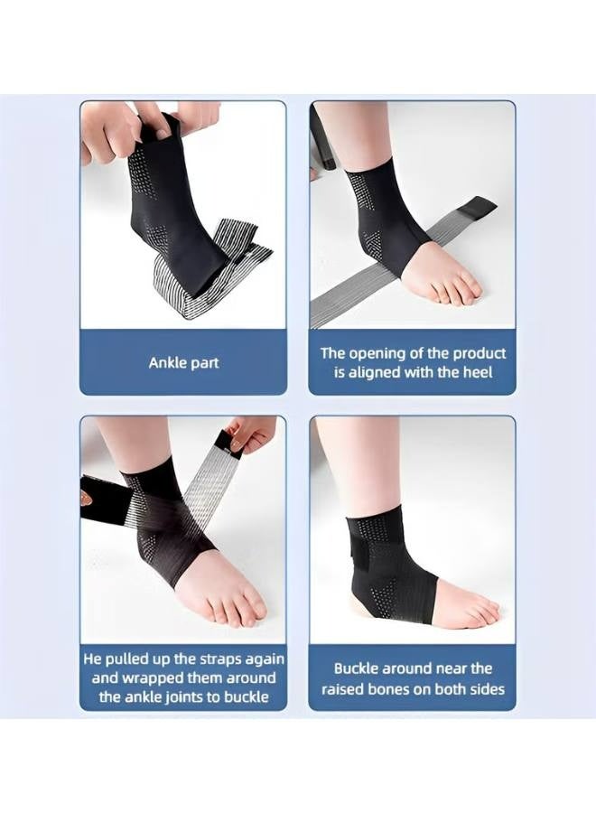 دعامة كاحل فاخرة بحزام قابل للتعديل ووسادة جل، وغطاء سيليكون للكاحل لدعم الكاحل وتخفيف الألم، ودعامة كاحل للالتواء والتهاب اللفافة الأخمصية وآلام الكاحل - Image 3