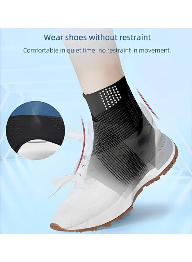 دعامة كاحل فاخرة بحزام قابل للتعديل ووسادة جل، وغطاء سيليكون للكاحل لدعم الكاحل وتخفيف الألم، ودعامة كاحل للالتواء والتهاب اللفافة الأخمصية وآلام الكاحل - Image 5