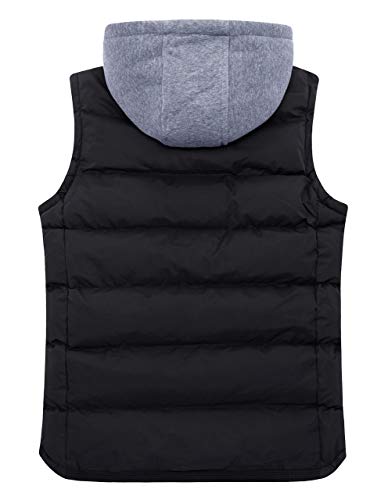 ZSHOW Men's Black Vest Removable Hooded Winter Vest Outerwear Jackets(Black,XL) - Image 2