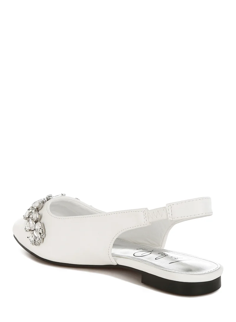London Rag White Diamante Embellished Flat Sandals