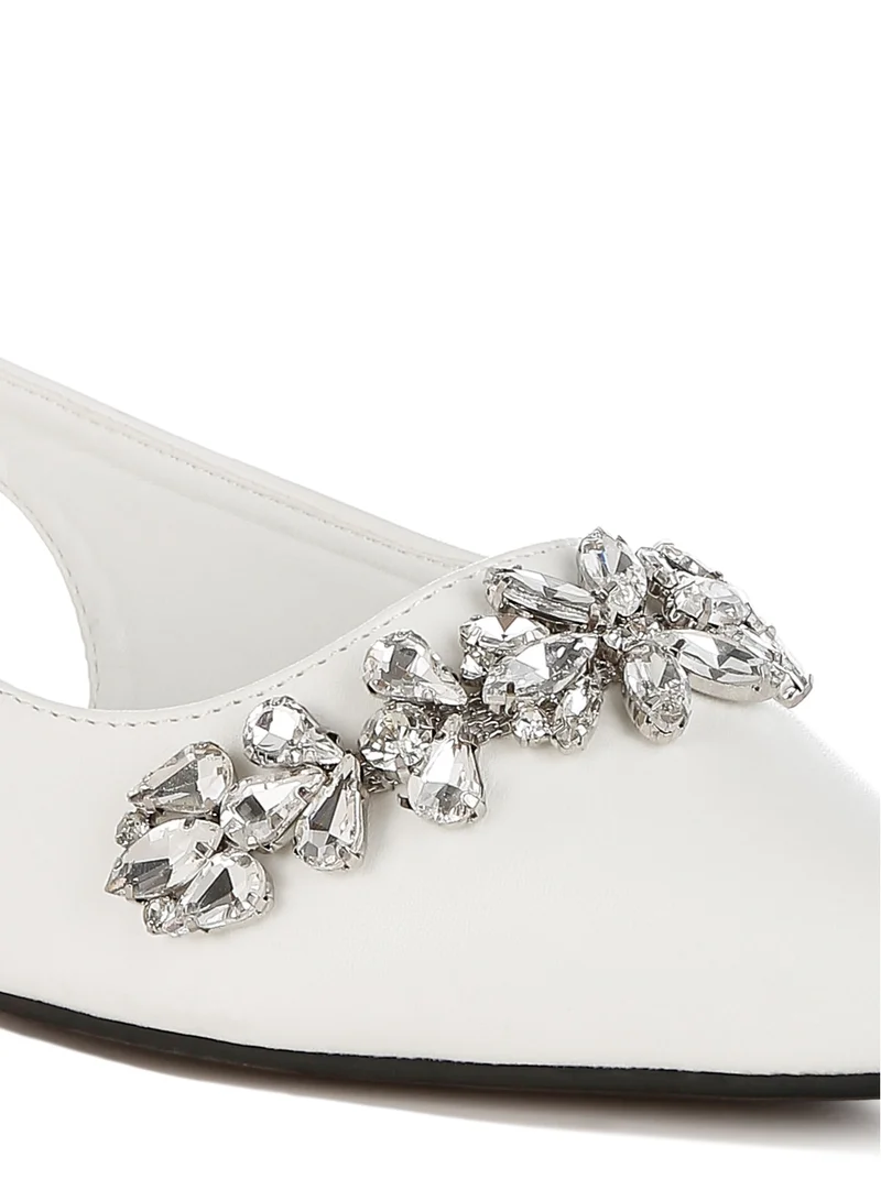 London Rag White Diamante Embellished Flat Sandals