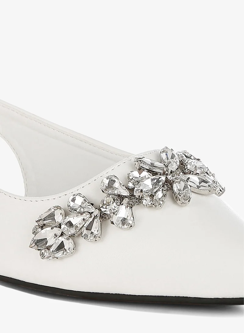 London Rag White Diamante Embellished Flat Sandals