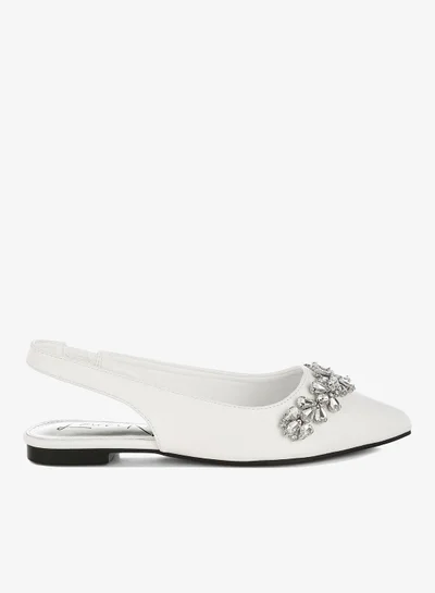 London Rag White Diamante Embellished Flat Sandals