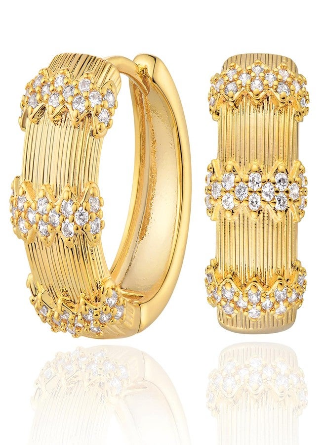 ميفيكو أقراط MEVECCO الذهبية الحلقية للنساء، مطلية بالذهب عيار 18 قيراطًا، مرصعة بالزركون المكعب، مصنوعة يدويًا بتصميم بسيط ملتف. - Image 1