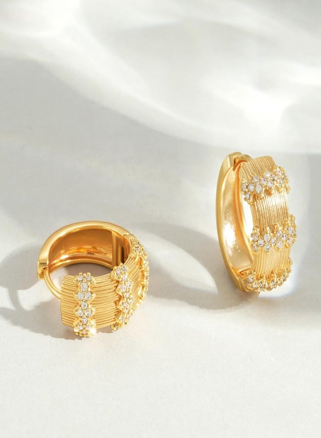 ميفيكو أقراط MEVECCO الذهبية الحلقية للنساء، مطلية بالذهب عيار 18 قيراطًا، مرصعة بالزركون المكعب، مصنوعة يدويًا بتصميم بسيط ملتف. - Image 5