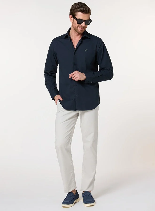 MANNERISM  The Smooth Drape Navy Twill Shirt with Fluid Movement for Men | Best Price UAE