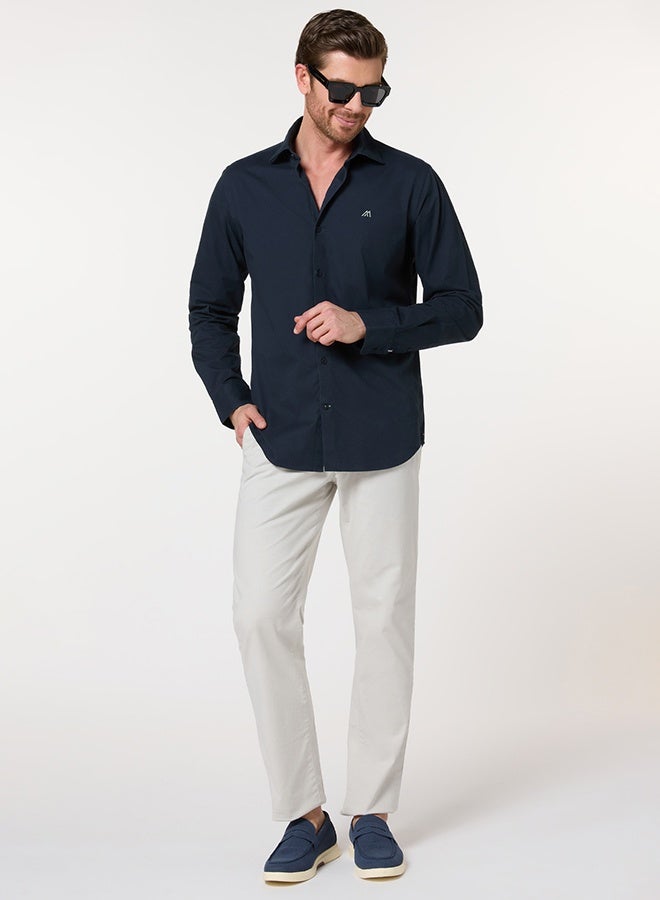 مانرزم The Smooth Drape Navy Twill Shirt with Fluid Movement - Image 5