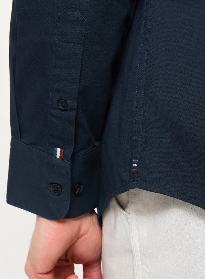 MANNERISM  The Smooth Drape Navy Twill Shirt with Fluid Movement for Men | Best Price UAE
