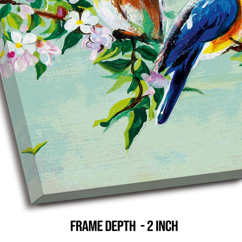 PAPER PLANE DESIGN Abstract Wall Art Canvas Print Watercolor Birds and Flower Branch Framed Paintings Large Nature Artwork For Living Room Bedroom Office Home Decor 24 Inch x 24 inch A - Image 2