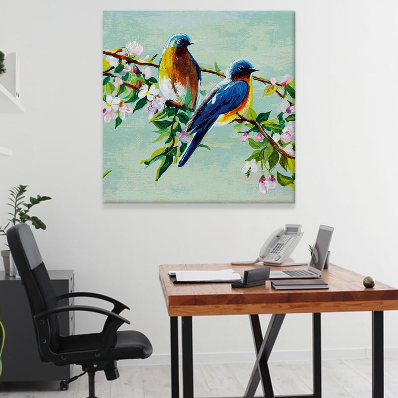 PAPER PLANE DESIGN Abstract Wall Art Canvas Print Watercolor Birds and Flower Branch Framed Paintings Large Nature Artwork For Living Room Bedroom Office Home Decor 24 Inch x 24 inch A - Image 5