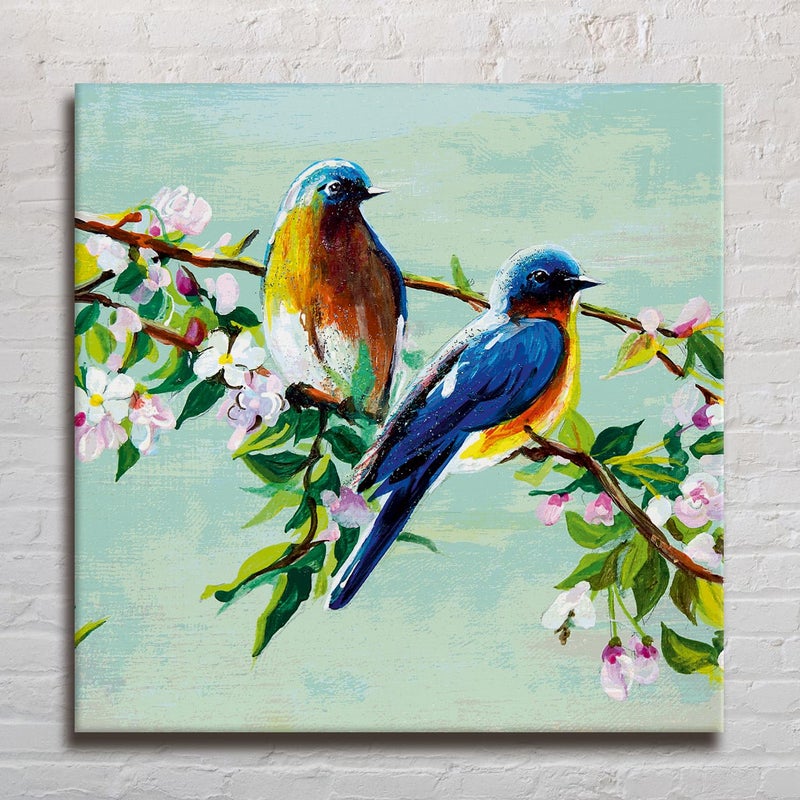 PAPER PLANE DESIGN Abstract Wall Art Canvas Print Watercolor Birds and Flower Branch Framed Paintings Large Nature Artwork For Living Room Bedroom Office Home Decor 24 Inch x 24 inch A - Image 4