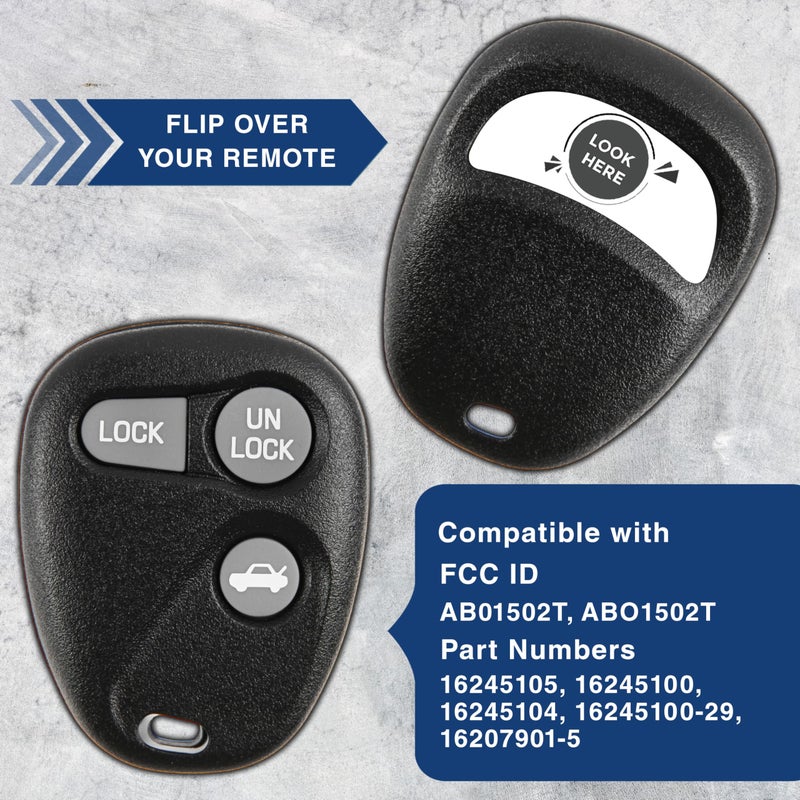 KeylessOption Key Fob Replacement for 1996 1997 1998 1999 2000 Buick Cadillac Chevrolet Chevy GMC Oldsmobile Pontiac Keyless Entry Remote Control, 3-Button 16245100-29, Self Programming - Image 4