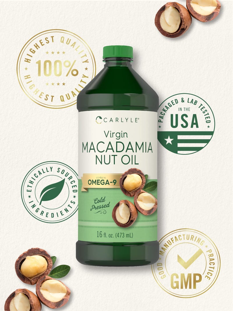 Carlyle Macadamia Nut Oil | 3 x 16 oz Bottles | Premium Cold Pressed | Food Grade | Vegetarian, Non-GMO, Gluten Free | Virgin Oil | Safe for Cooking, Great for Hair and Skin - Image 5