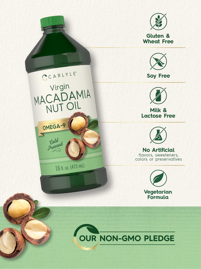 Carlyle Macadamia Nut Oil | 3 x 16 oz Bottles | Premium Cold Pressed | Food Grade | Vegetarian, Non-GMO, Gluten Free | Virgin Oil | Safe for Cooking, Great for Hair and Skin - Image 4