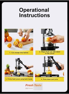 Toshionics Professional Manual Metal Furit Citrus Juicer Lemon Hand Squeezer Lime Orange Pomegranate Grapefruit Fresh Healthy Juice Presser Extractor without Seeds Juicing Machine For Commercial And Household  - Image 5