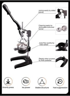 Toshionics Professional Manual Metal Furit Citrus Juicer Lemon Hand Squeezer Lime Orange Pomegranate Grapefruit Fresh Healthy Juice Presser Extractor without Seeds Juicing Machine For Commercial And Household  - Image 3