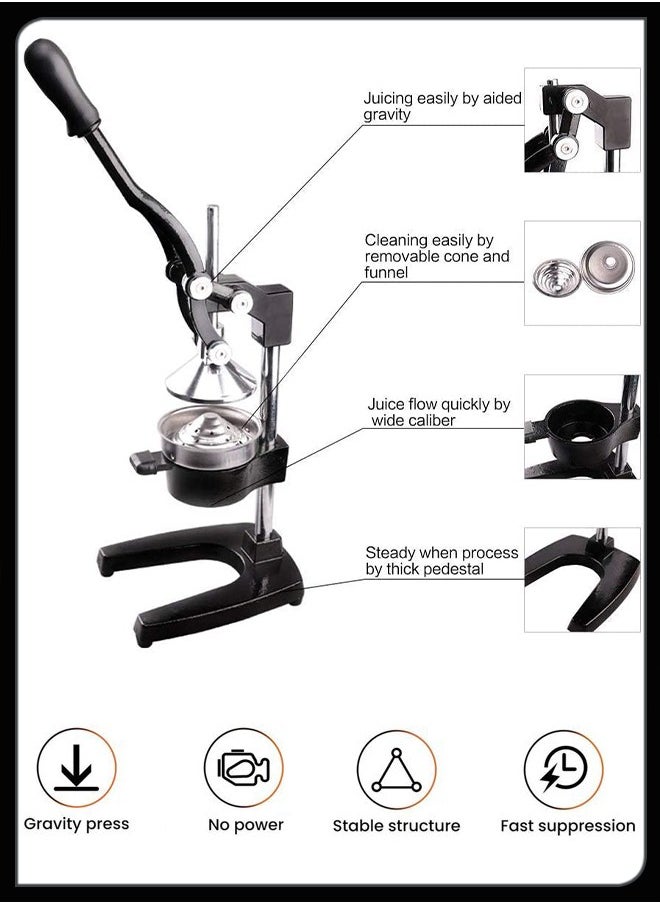 Toshionics - Professional Manual Metal Furit Citrus Juicer Lemon Hand Squeezer Lime Orange Pomegranate Grapefruit Fresh Healthy Juice Presser Extractor without Seeds Juicing Machine For Commercial And Household - Image 1