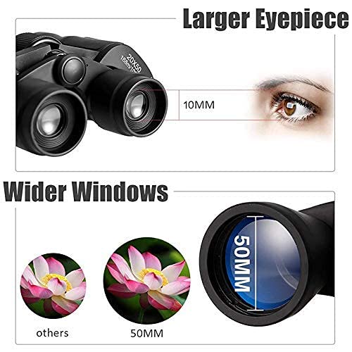 IKTU High Power 20x50 Binoculars, Compact HD Professional/Daily Waterproof Binoculars Telescope for Adults Bird Watching Travel Hunting Football with Case and Strap (168FT at 1000YDS) - Image 4