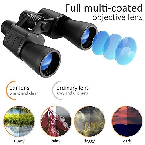 IKTU High Power 20x50 Binoculars, Compact HD Professional/Daily Waterproof Binoculars Telescope for Adults Bird Watching Travel Hunting Football with Case and Strap (168FT at 1000YDS) - Image 2