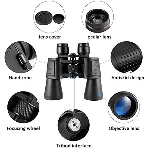 IKTU High Power 20x50 Binoculars, Compact HD Professional/Daily Waterproof Binoculars Telescope for Adults Bird Watching Travel Hunting Football with Case and Strap (168FT at 1000YDS) - Image 3