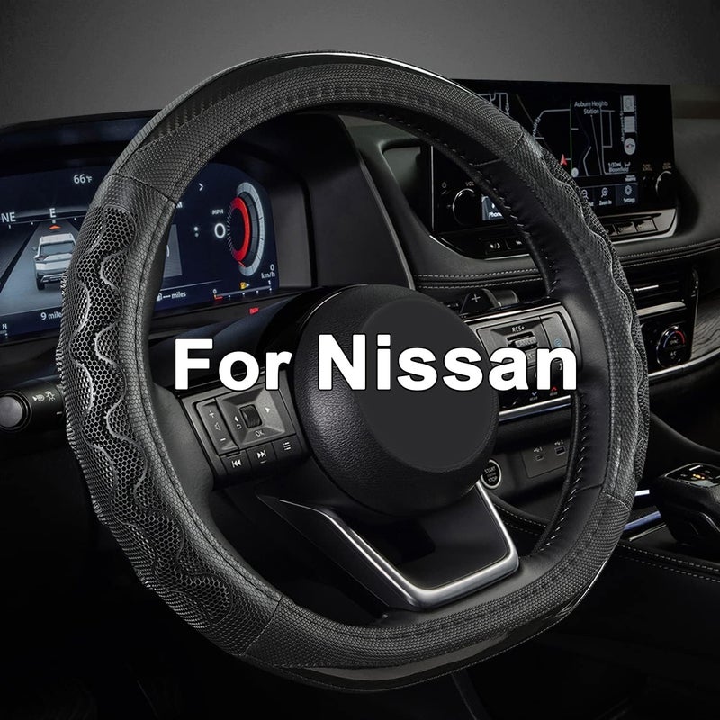 GIANT PANDA Steering Wheel Cover for Nissan Altima Rogue - Car Steering Wheel Cover for Nissan D Shape - Black (SWND01) - Image 1