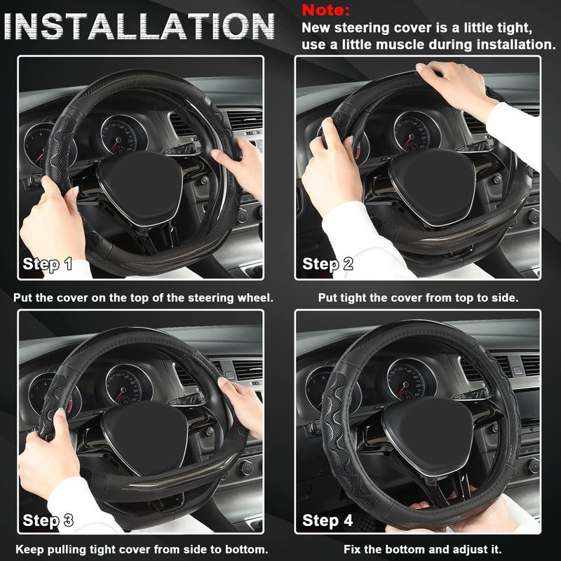 GIANT PANDA Steering Wheel Cover for Nissan Altima Rogue - Car Steering Wheel Cover for Nissan D Shape - Black (SWND01) - Image 4