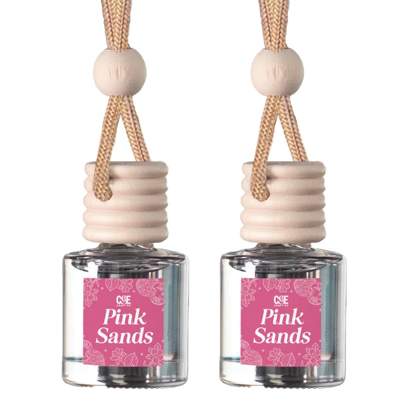 CE Craft Co Hanging Car Air Freshener Diffuser 2 Pack Long Lasting Fragrance Oil Car Freshener Glass Bottle Auto Air Freshener Made in USA Pink Sands - Image 3