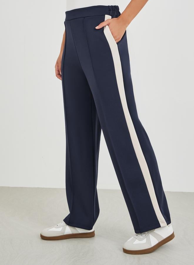 Styli Scuba Wide Leg Joggers with Side Seam Panel - Image 2