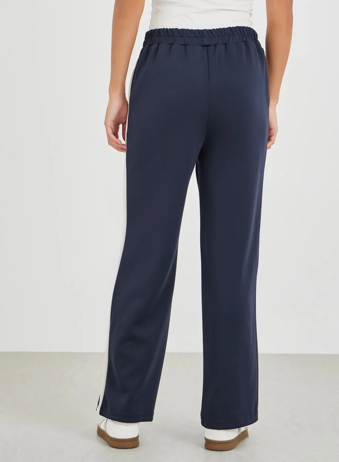 Styli Styli Scuba Wide Leg Joggers with Side Seam Panel