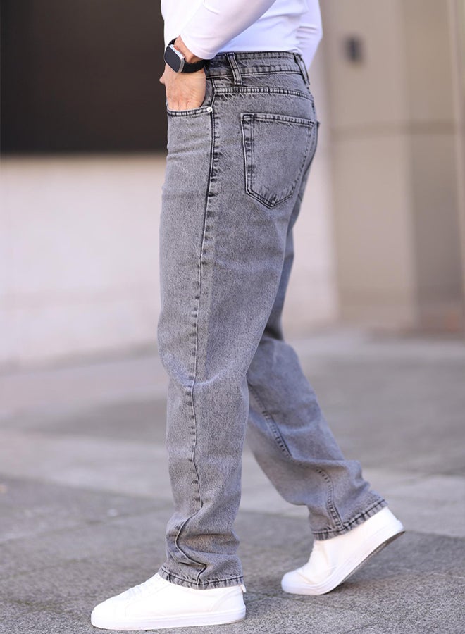 trendyol Gray Baggy Fit Jeans Denim Trousers  TMNAW24JE00027 - Image 2