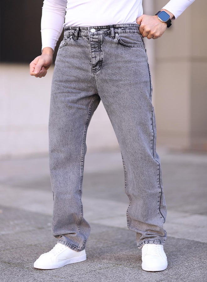 trendyol Gray Baggy Fit Jeans Denim Trousers  TMNAW24JE00027 - Image 3