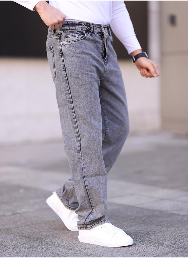 trendyol Gray Baggy Fit Jeans Denim Trousers  TMNAW24JE00027  - Image 1