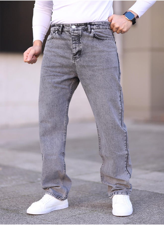 trendyol Gray Baggy Fit Jeans Denim Trousers  TMNAW24JE00027  - Image 3