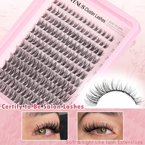 Goddvenus Lash Clusters Kit Wispy Lash Extension Kit Waterproof Lashes Clusters DIY Eyelash Clusters Kit with Natural Individual Eyelashes, Lashes Glue Bond and Seal and Lash Tweezers (D Curl 192pcs) - Image 2