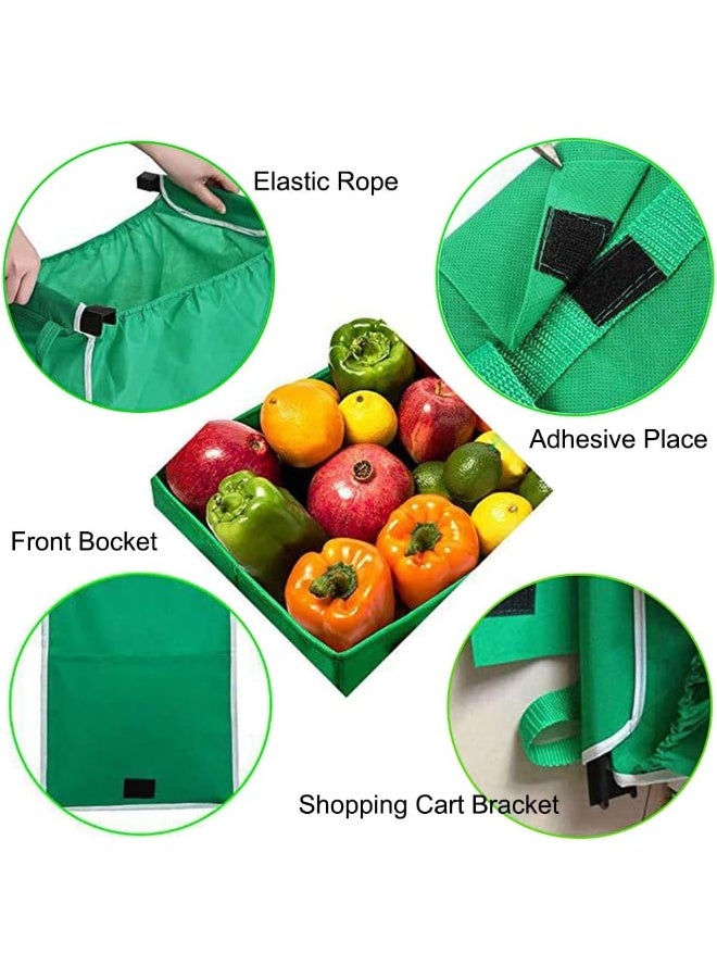 Helishy 2Pack Reusable Shopping Trolley Bags Grab and Go Bag Collapsible Grocery Tote Bags with Handles, Clip on Shopping Cart As Seen On TV - Image 4