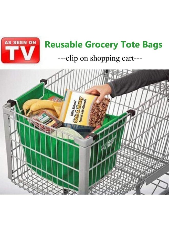 Helishy 2Pack Reusable Shopping Trolley Bags Grab and Go Bag Collapsible Grocery Tote Bags with Handles, Clip on Shopping Cart As Seen On TV - Image 3