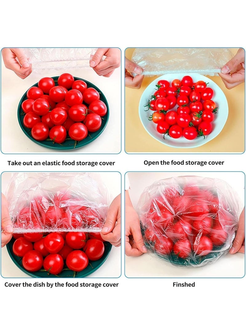 Meetion 200pcs Disposable Food Cover Wrap｜Fresh Keeping Bags Plastic Food Storage Covers｜Plastic Disposable Cling Film｜Containers Caps Fridge Storage Kitchen Transparent Saver Bag - Image 4