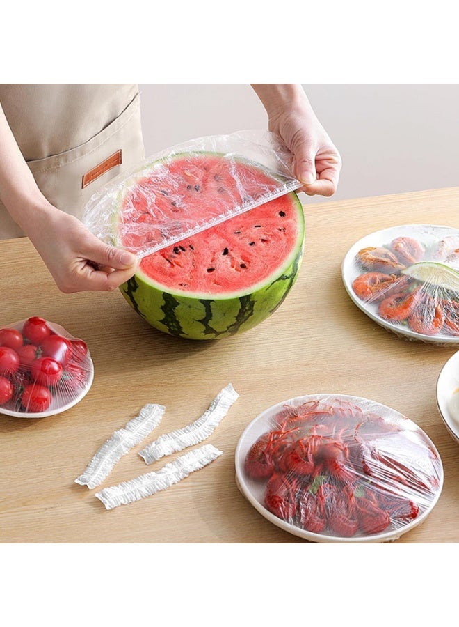 Meetion 200pcs Disposable Food Cover Wrap｜Fresh Keeping Bags Plastic Food Storage Covers｜Plastic Disposable Cling Film｜Containers Caps Fridge Storage Kitchen Transparent Saver Bag - Image 2