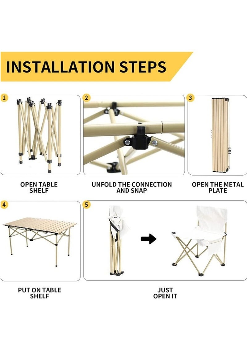 Mereza Camping Furniture Set,Foldable Camping Tables and Chairs, Portable Family Outing Camping Picnic Table And Chair Set,Multifunctional Foldable Travel Table and Chairs Set Camping Table For Outdoor BBQ,Cooking,Party, Beach - Image 2