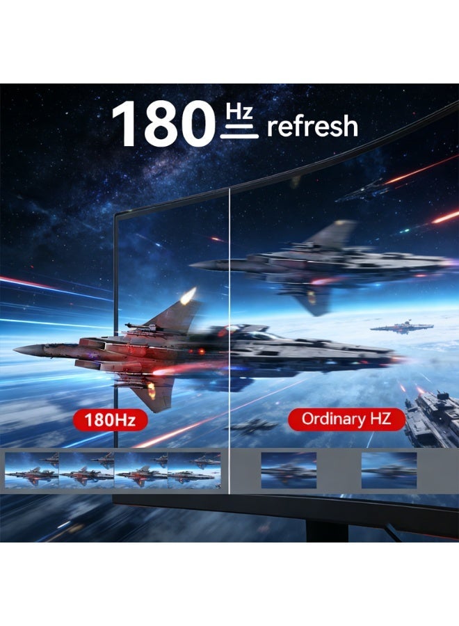 27 Inch 2K Curved Gaming Monitor 180Hz, 2560×1440p, 1ms Response, AMD FreeSync 1800R Curved VA, HDMI/DP/USB, Built-in Speakers, Low Blue Light, Flicker-Free, RGB Backlight with Height-Adjustable Stand, Ideal for Game&Work - Image 3
