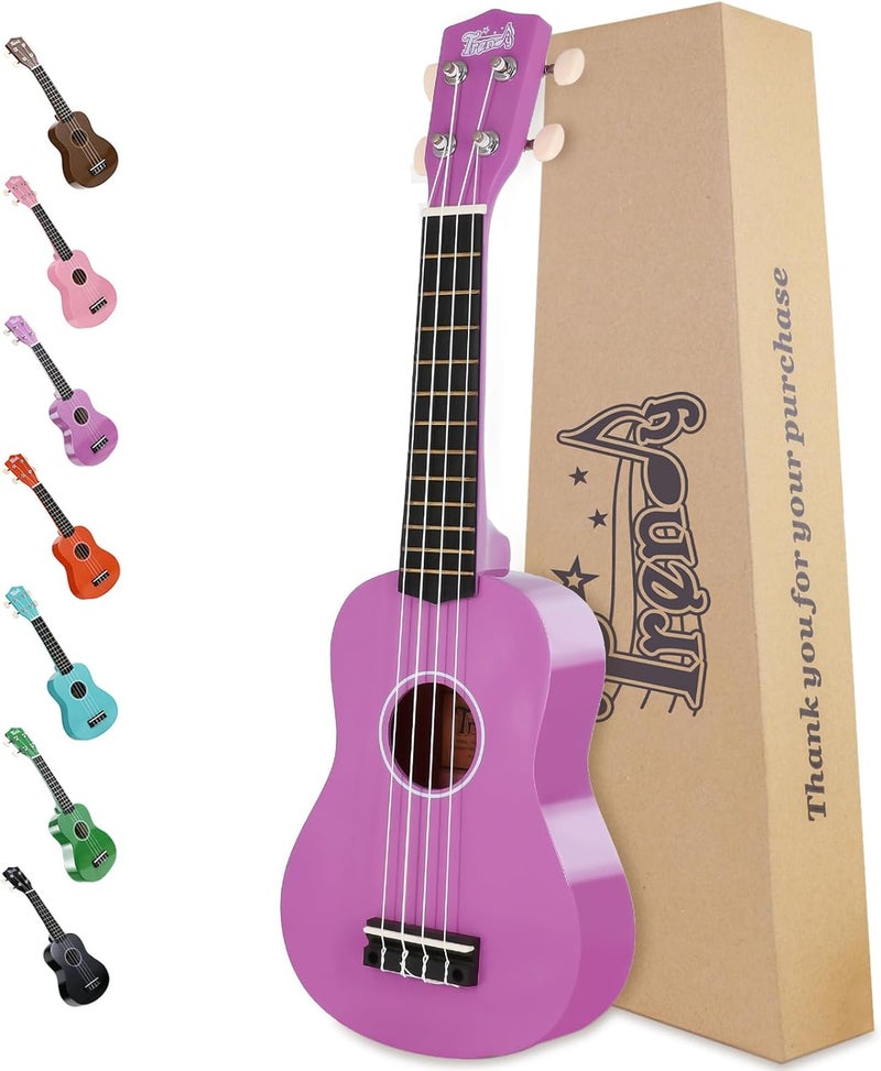 Trendy Soprano Valentine's Day Ukulele for Beginners 21 Inch Hawaiian Wood Ukuleles for Adult Student Starter Four Strings Guitar (Purple) - Image 1