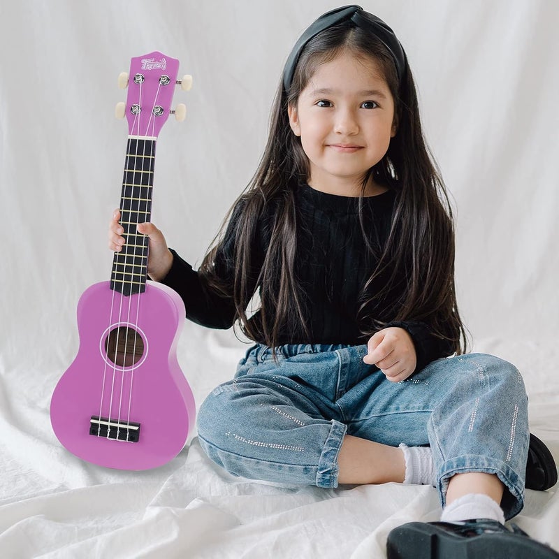 Trendy Soprano Valentine's Day Ukulele for Beginners 21 Inch Hawaiian Wood Ukuleles for Adult Student Starter Four Strings Guitar (Purple) - Image 2