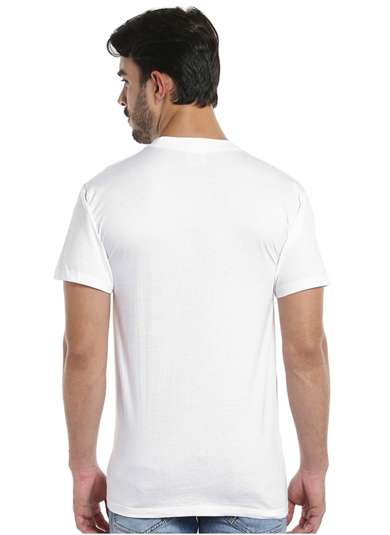 BYC MEN'S O-NECK COTTON T-SHIRT (PACK OF 3) - WHITE  - Image 5