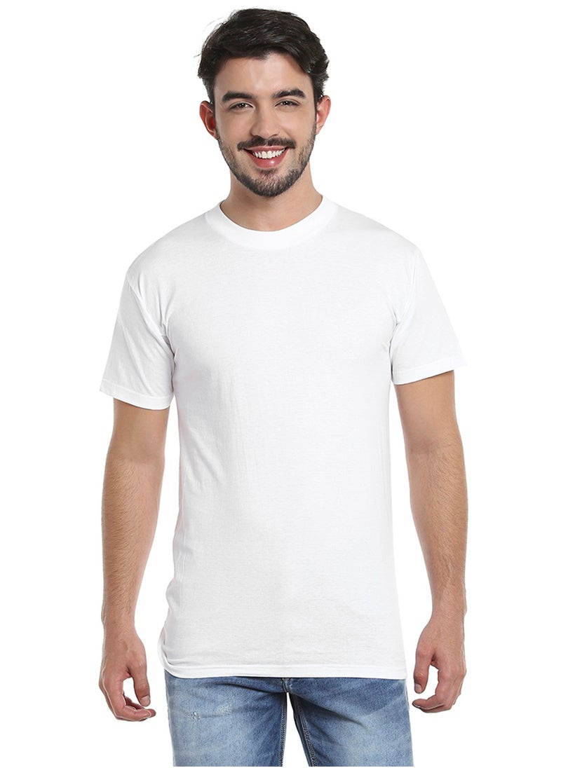 BYC MEN'S O-NECK COTTON T-SHIRT (PACK OF 3) - WHITE  - Image 3