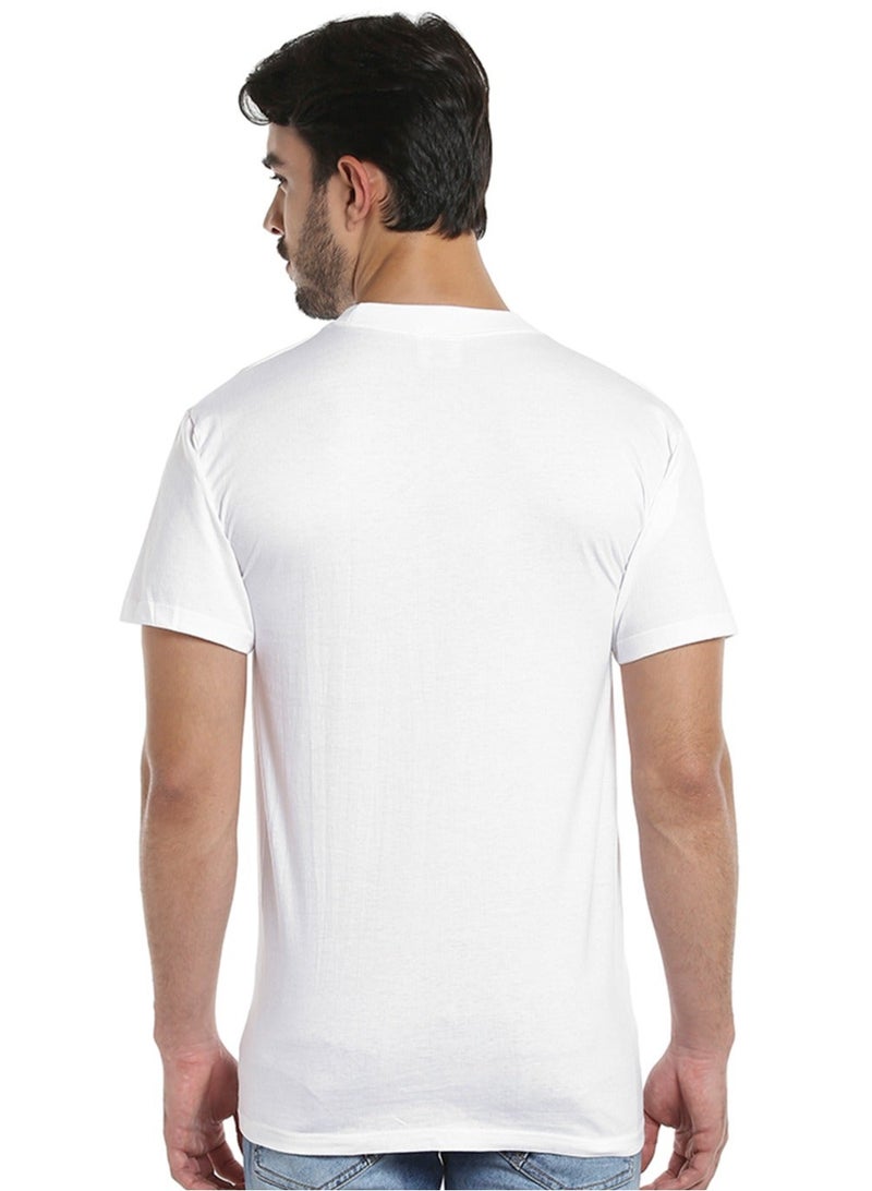 BYC MEN'S O-NECK COTTON T-SHIRT (PACK OF 3) - WHITE - Image 5