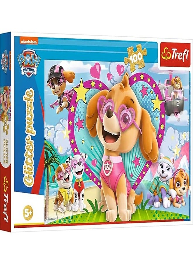 Trefl - Glitter Puzzle - Paw Patrol 100 Pcs - 14818 - Image 1