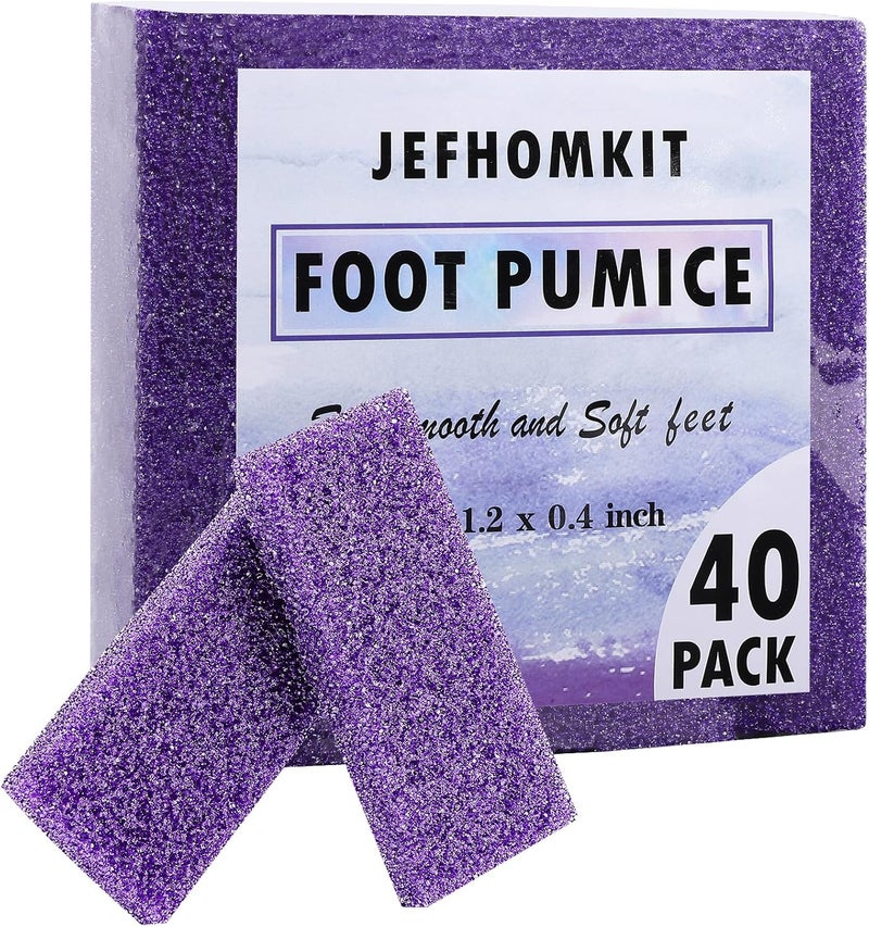 Foot Pumice Stone40 PCS Pumice Stone for FeetDisposable Foot Scrubber Pumice PadsPumice Stone Dead Skin Callus Remover for FeetSponge Pedicure Stone for Nail Salon Home UsePurple