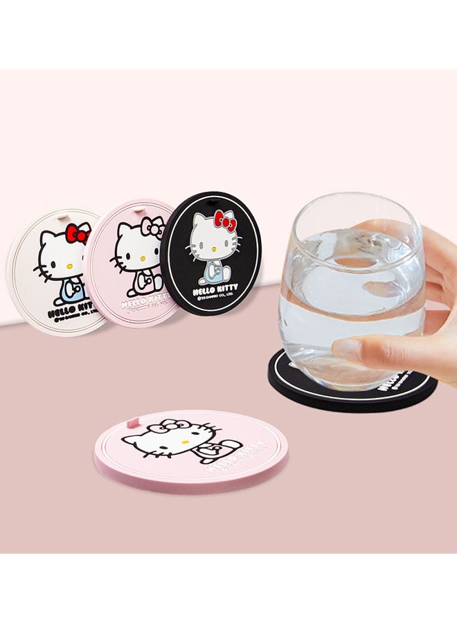 2PCS Car Cup Coaster HelloKitty Universal Auto Non-Slip Cup Holder Embedded In Ornaments PVC Coaster Car Interior Accessories Mat  for Women Girl Best Gifts  - Image 5