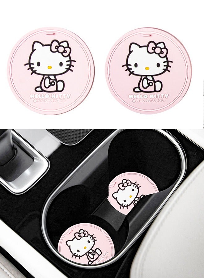 2PCS Car Cup Coaster HelloKitty Universal Auto Non-Slip Cup Holder Embedded In Ornaments PVC Coaster Car Interior Accessories Mat  for Women Girl Best Gifts  - Image 1