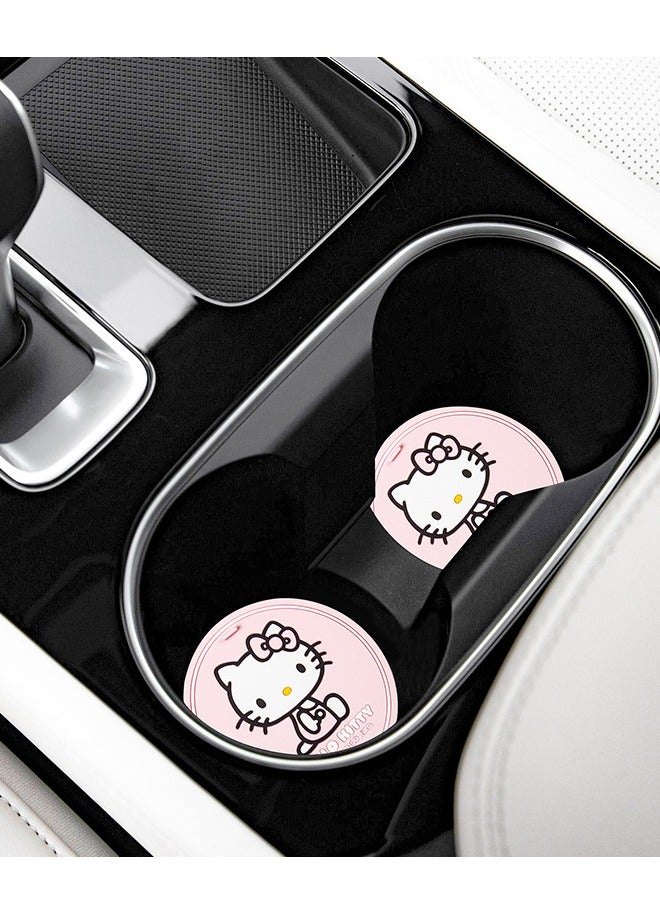 2PCS Car Cup Coaster HelloKitty Universal Auto Non-Slip Cup Holder Embedded In Ornaments PVC Coaster Car Interior Accessories Mat  for Women Girl Best Gifts  - Image 2